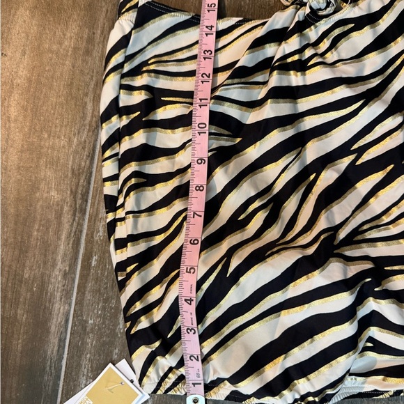 Michael Kors Zebra Print Bikini Top - Black, White, Gold - Picture 8 of 9